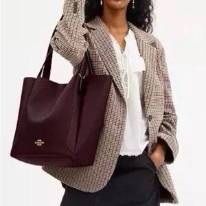 Coach Deep Merlot Hadley leather hobo bag NEW!
